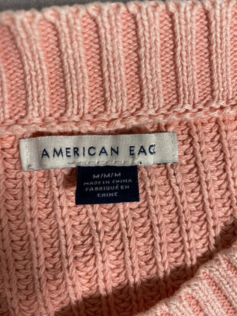 American Eagle Womens Oversized Knit Sweater Peach Pink Crew Neck 100% Cotton M - Picture 4 of 8